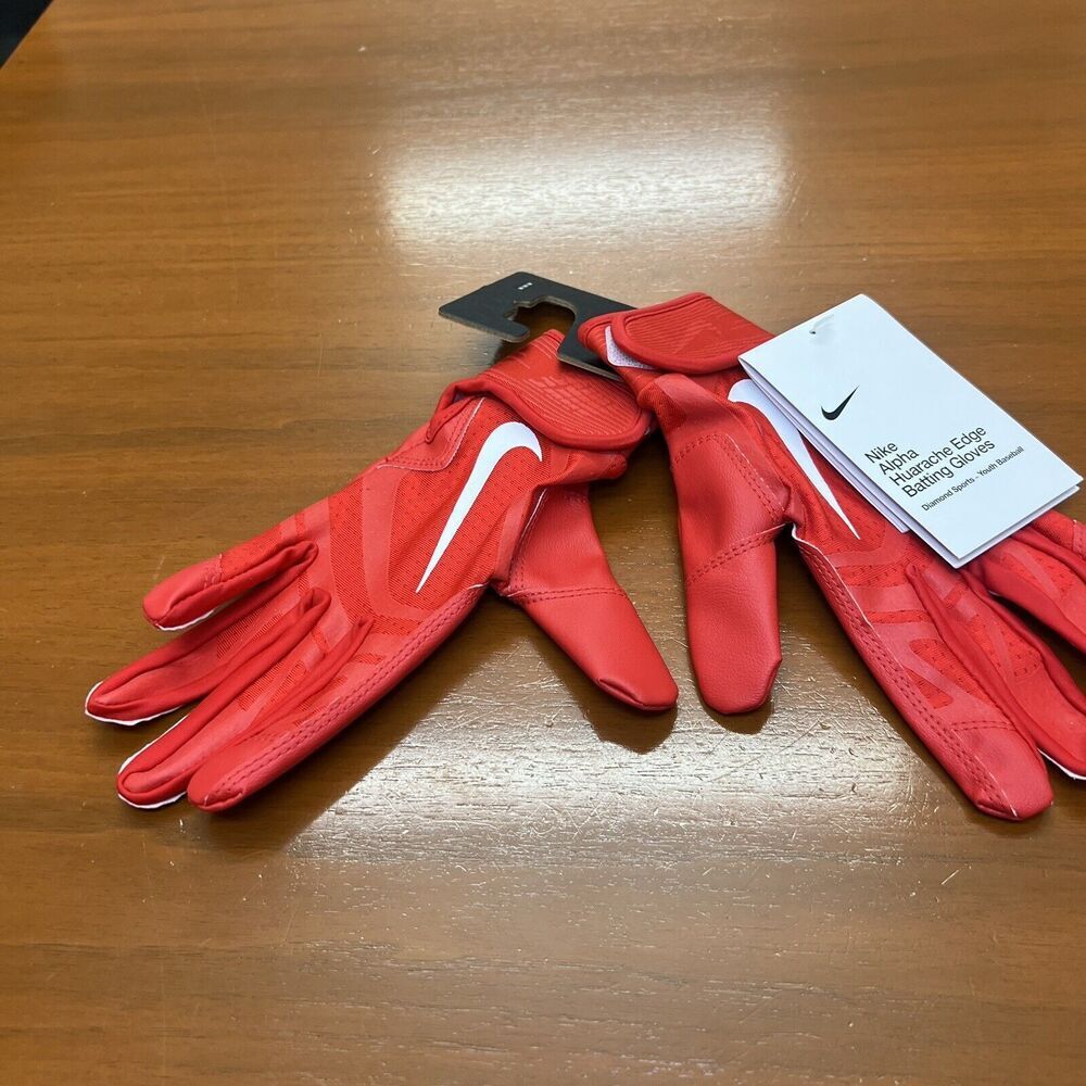 Nike Alpha Huarache Edge Red White Batting Gloves Size Medium (youth) New
